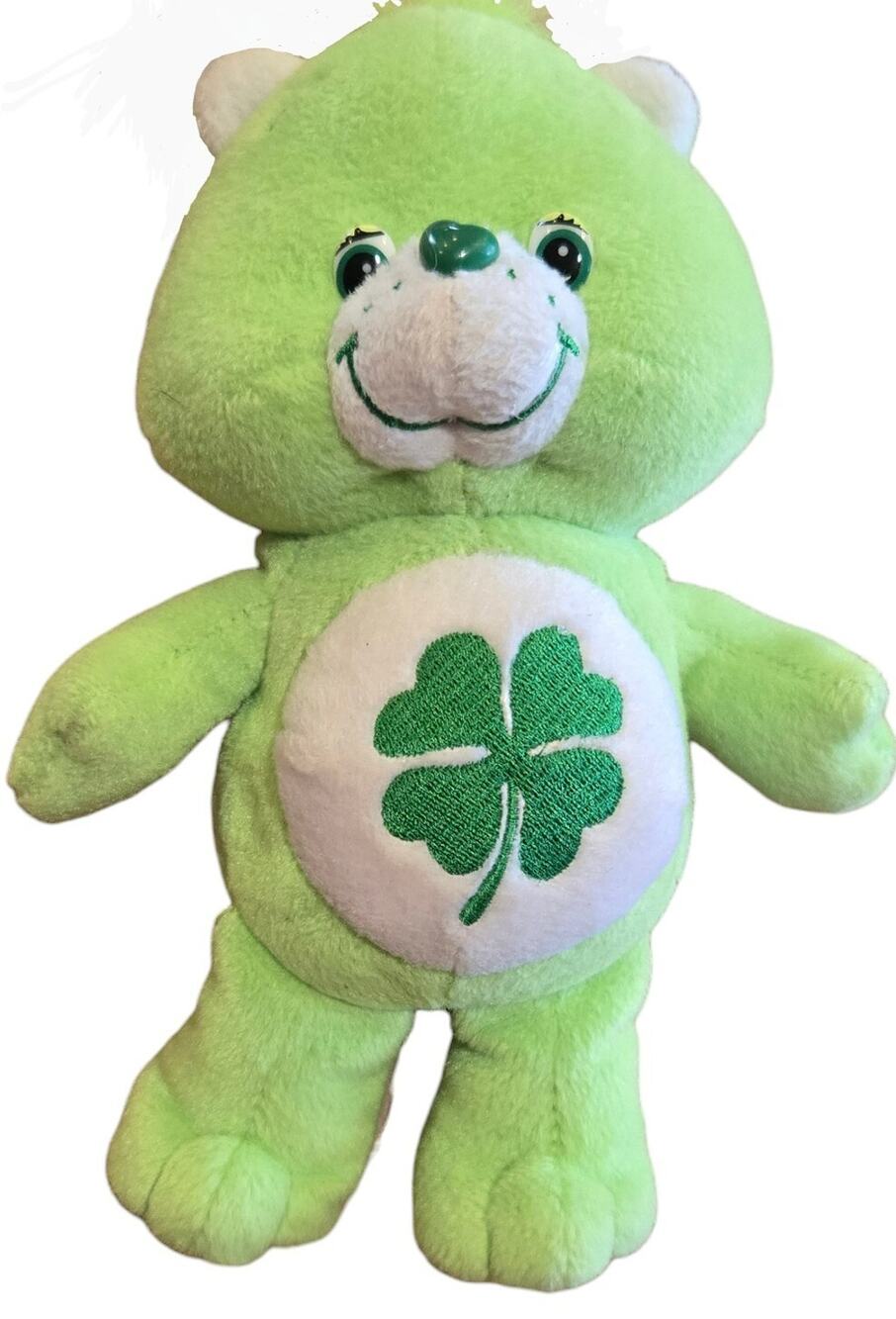 Vtg 2002 Care Bear Good Luck Bear Plush Green Lucky Shamrock Stuffed Animal 9"